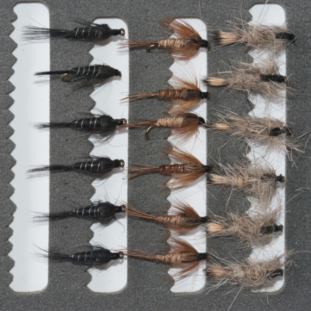 18 Barbless Nymphs Trout Fly fishing Flies GRHE, Pheasant Tail & Black Nymph
