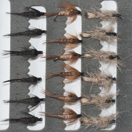 18 Nymphs Trout Fly fishing Flies GRHE, Pheasant Tail & Black Pheasant tail