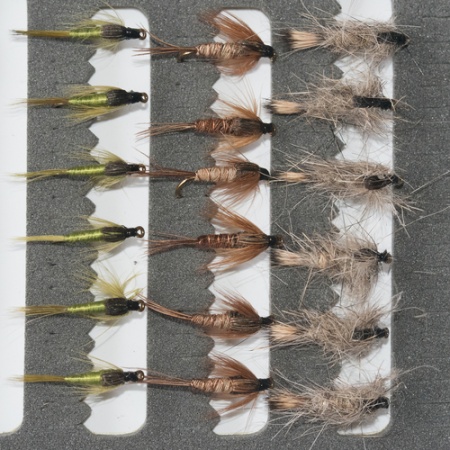 18 Nymphs Trout Fly fishing Flies GRHE, Pheasant Tail & Pond Olive