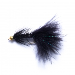 Black gold head Woolly Bugger Lure